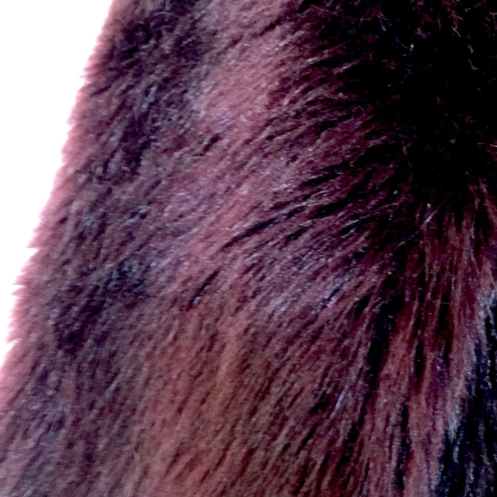 Express Collared Faux Fur Dress Coat in Cabernet - Picture 8 of 8